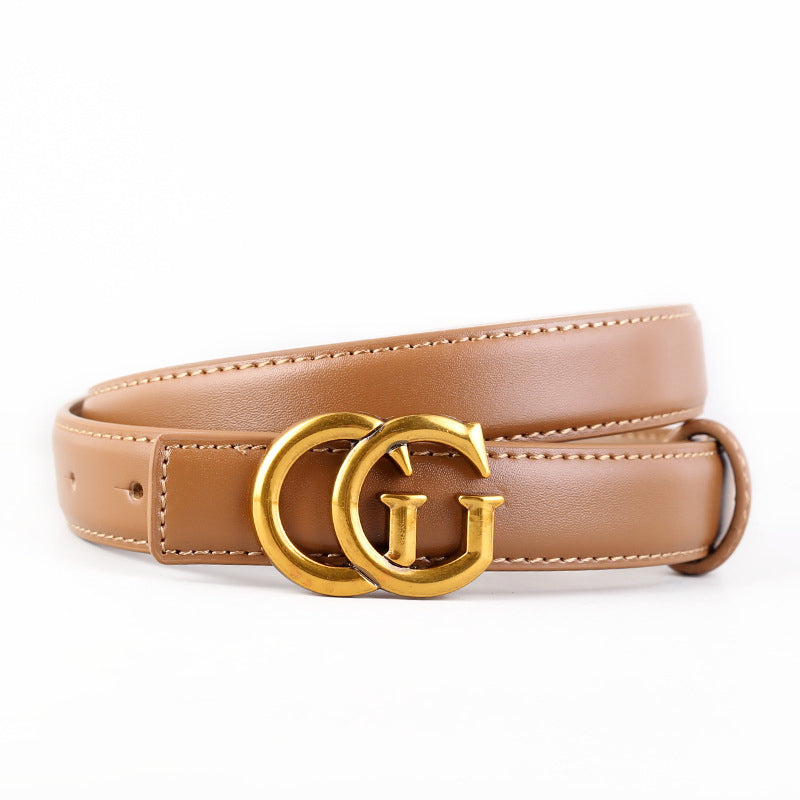 Fashion Women Letter Buckle Leather Belt Image 1