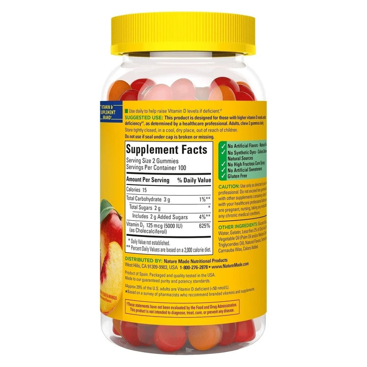 Nature Made Extra Strength Vitamin D3 125 mcg 200 Gummies Image 2