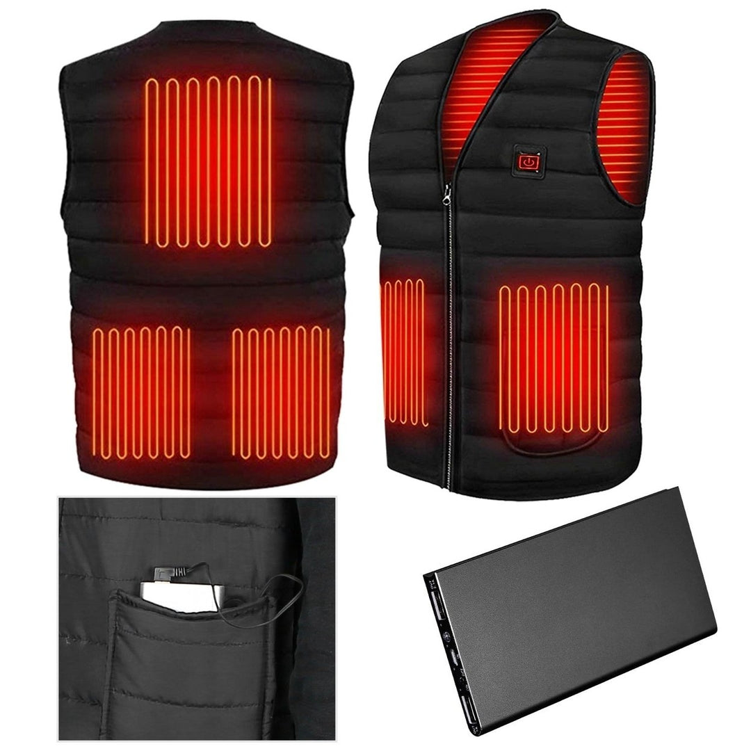 Heat Jacket Vest 3 Heating Gear Adjustable USB Heated Vest Warm Heat Coat Vest with 5 Heating Pads for Men Women Winter Image 1