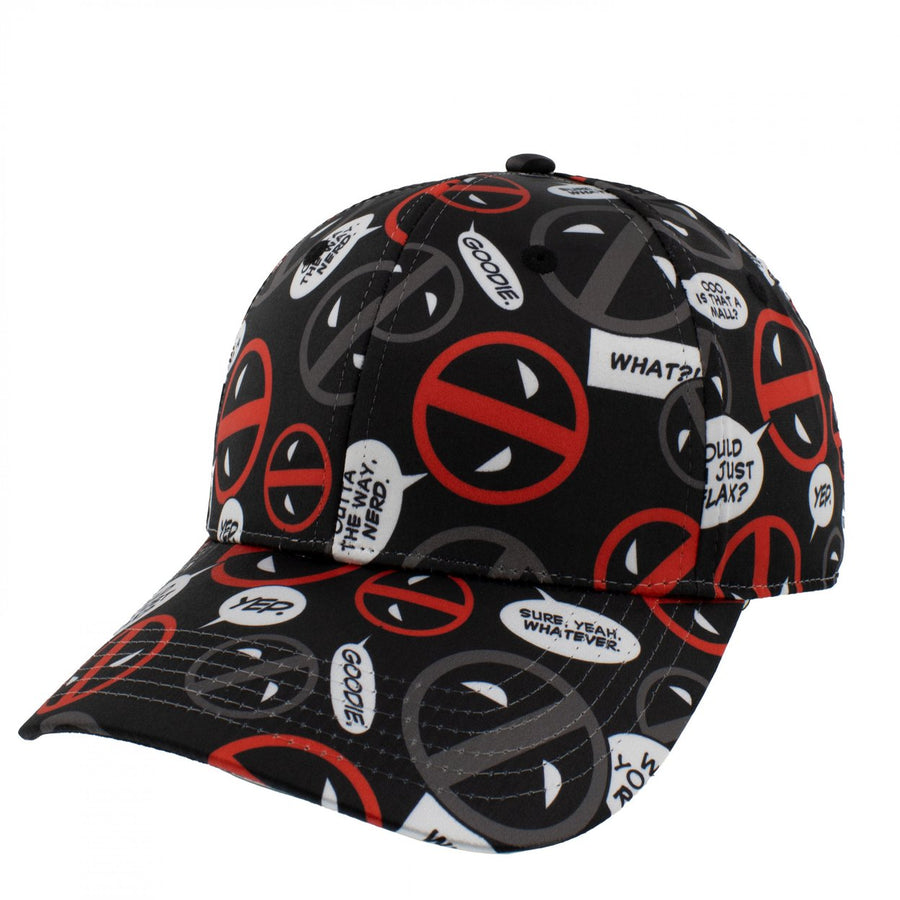 Deadpool Logos and Quotes Collage Snapback Hat Image 1