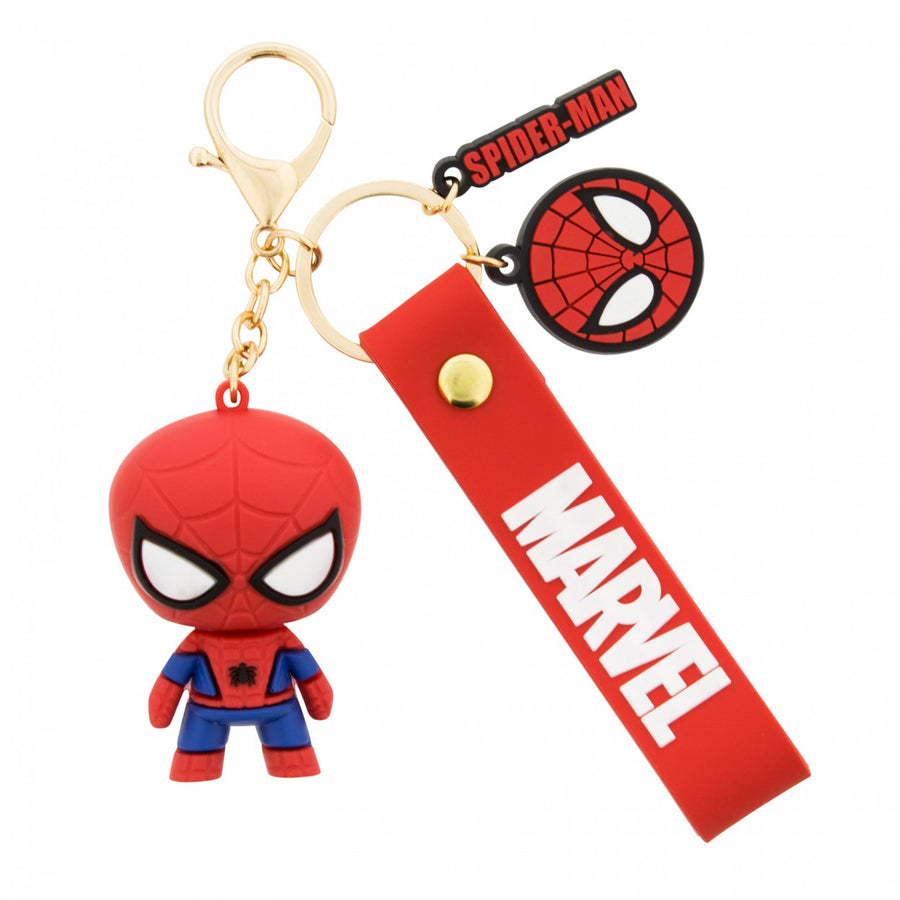 Spider-Man Marvel 3" Figural Keychain w/ Wristlet and Charm Image 1