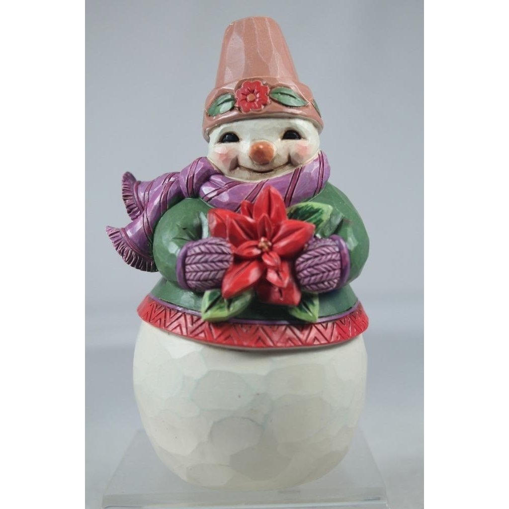 Jim Shore Merry little Christmas 2022 Snowman w/Poinsettia -6011482 In Box Image 1