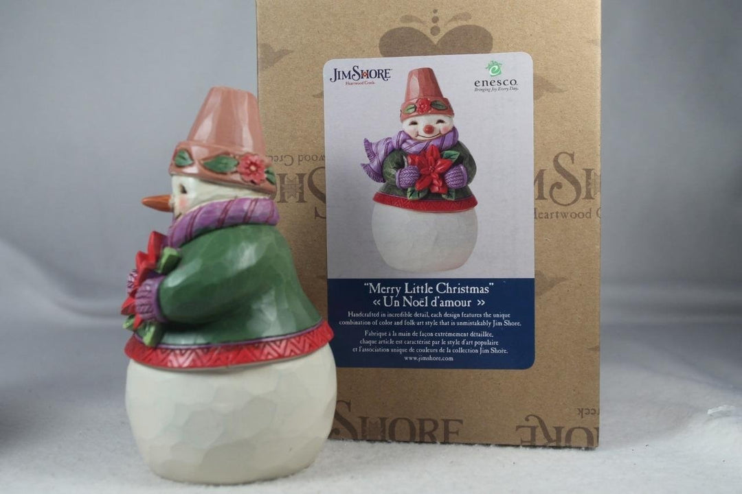 Jim Shore Merry little Christmas 2022 Snowman w/Poinsettia -6011482 In Box Image 3