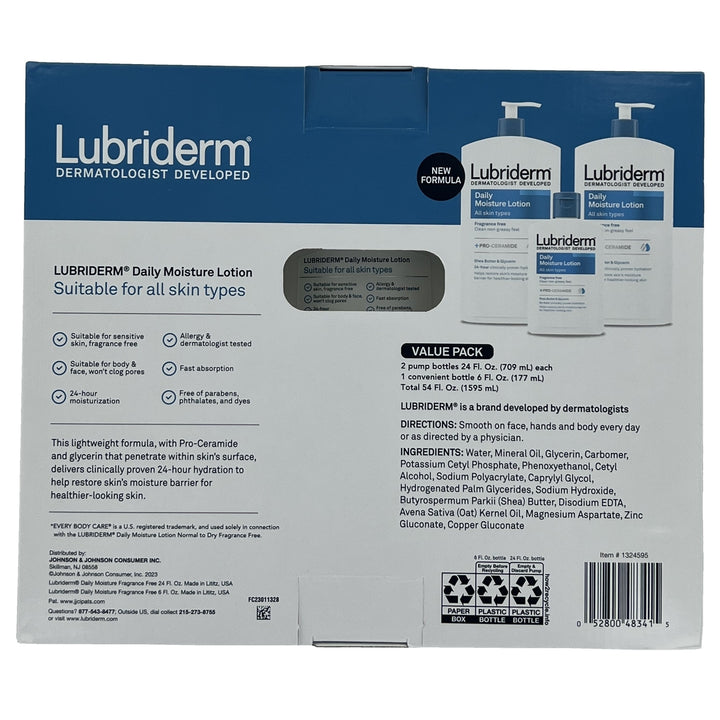 Lubriderm Daily Moisture Lotion Fragrance Free 3-pack Image 2