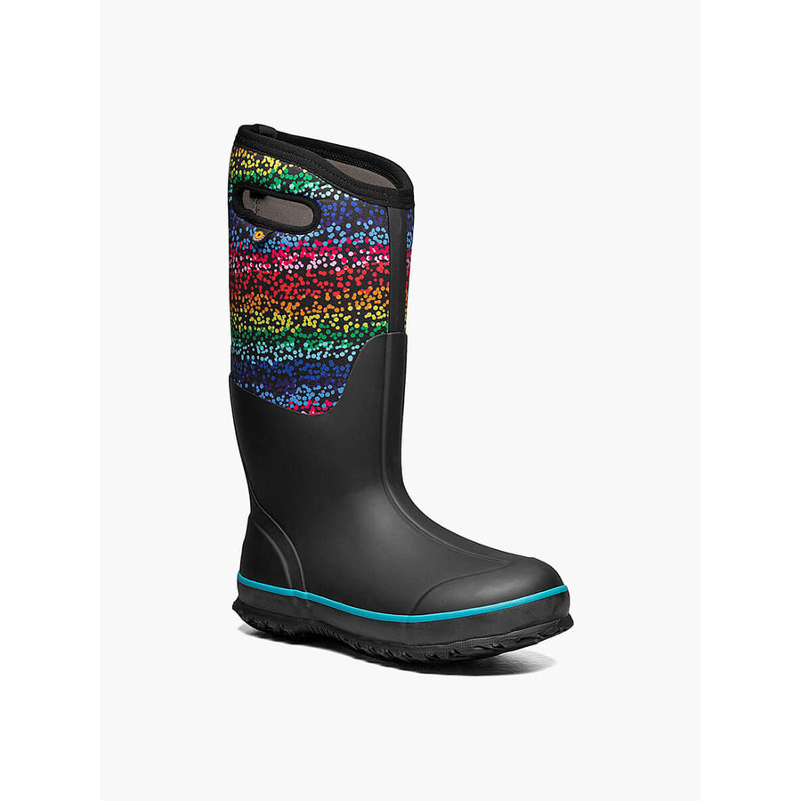 BOGS Womens Classic High Farm Boot Rainbow Dots Black Multi - 72761-009 BLK MULTI Image 1