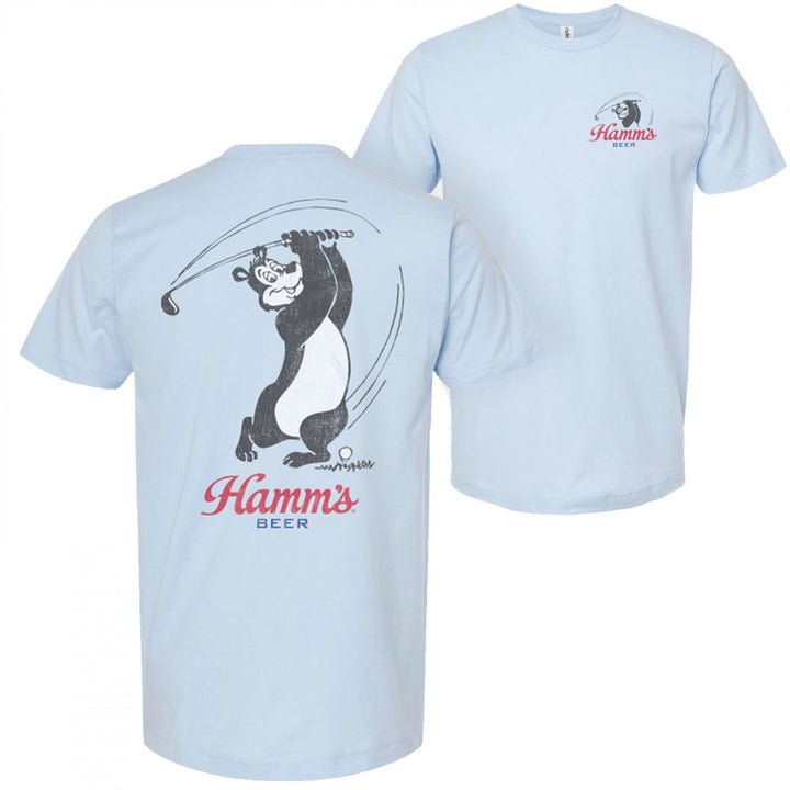 Hamms Beer Golf Swing Blue Colorway Front and Back Print T-Shirt Image 1