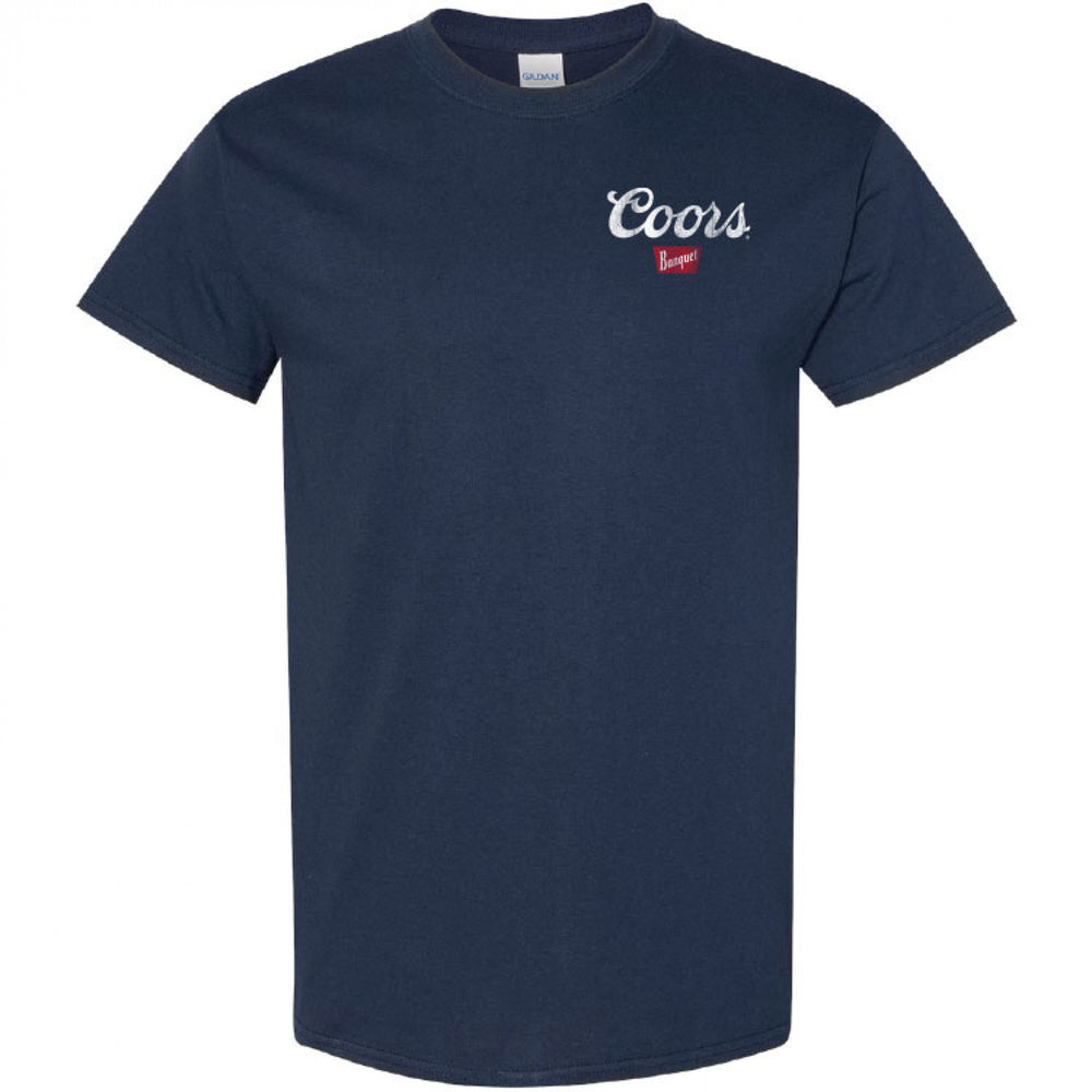 Coors Banquet Can Logo Front and Back Print Navy T-Shirt Image 2