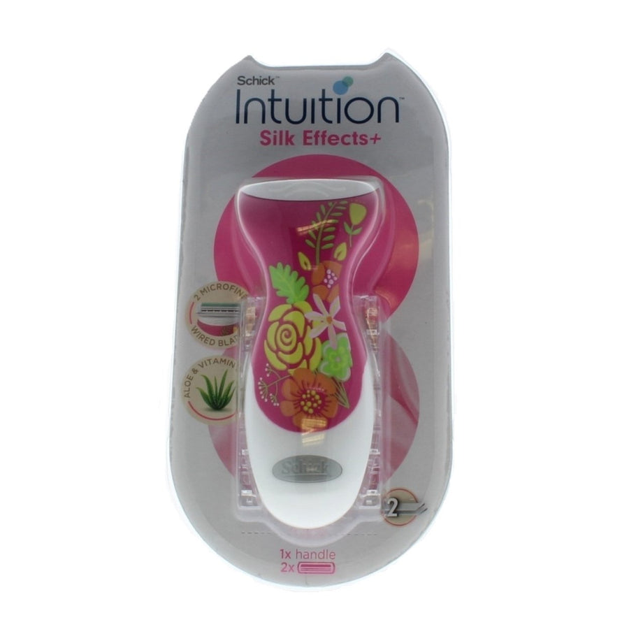 Schick Intuition Silk Effects+Plus Razor Handle with 2 Refill Cartridges Image 1