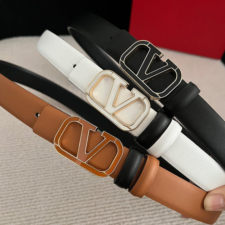 Fashion Casual Women Letter Buckle Leather Belt Image 1