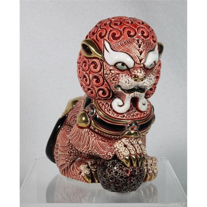 DeRosa Rinconada Family Figurine - Foo Lion Red - F249R - In Box Image 1