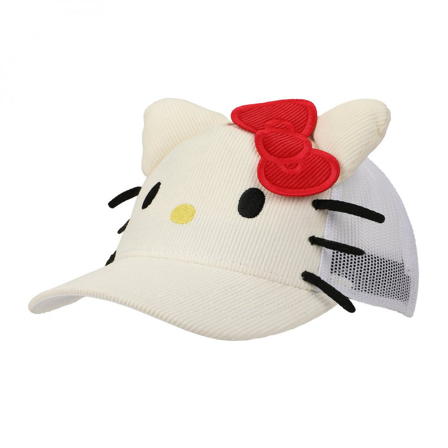 Hello Kitty Corduroy Big Face Snapback Hat Image 1