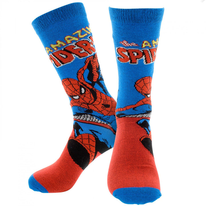 Spider-Man Retro Character Cover Crew Socks Image 1