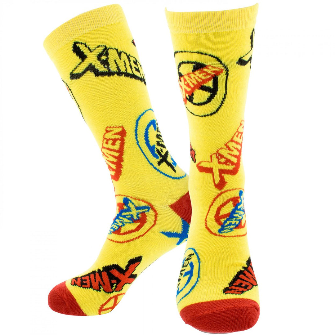 X-Men Various Logo Collage Crew Socks Image 1