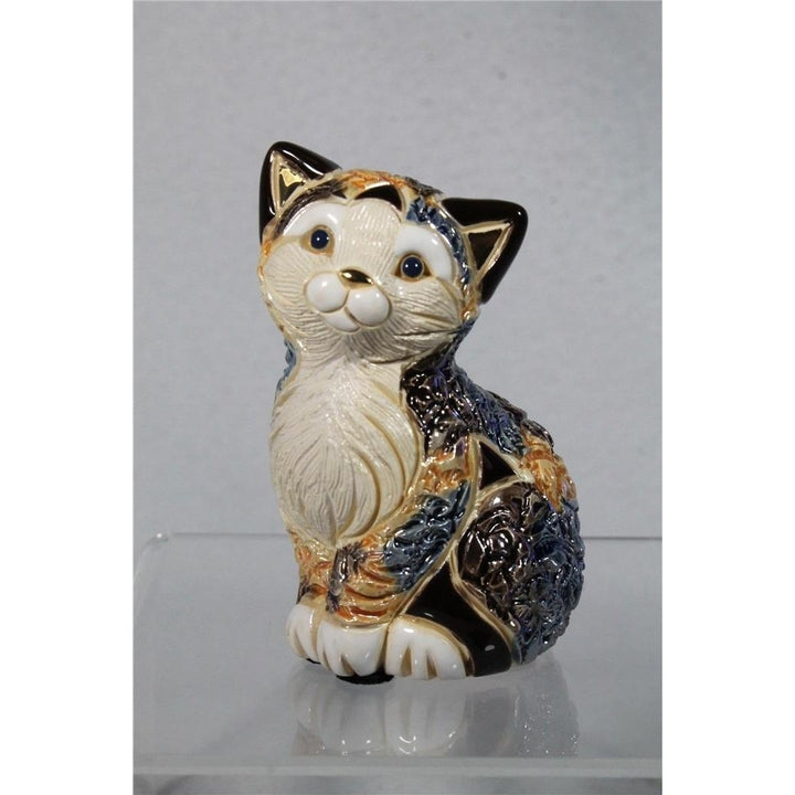 DeRosa Rinconada Family Figurine - Calico Kitten Sitting - F444 - in Box Image 1