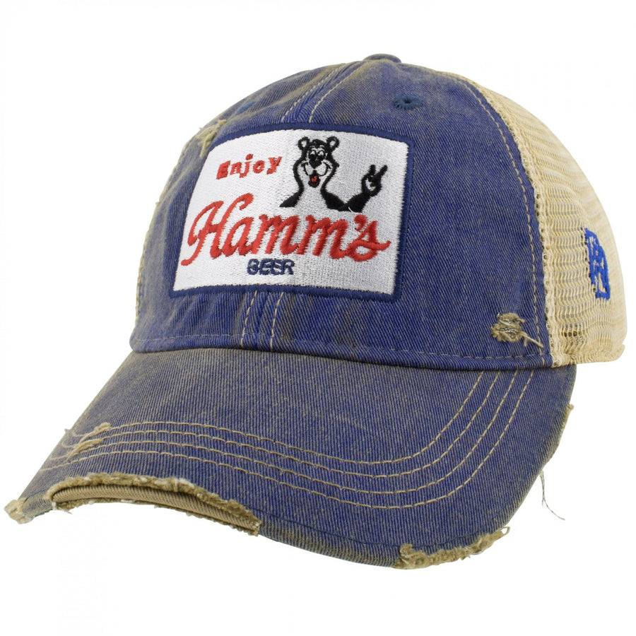 Hamms Beer Bear Vintage Mesh Trucker Snapback Hat Image 1