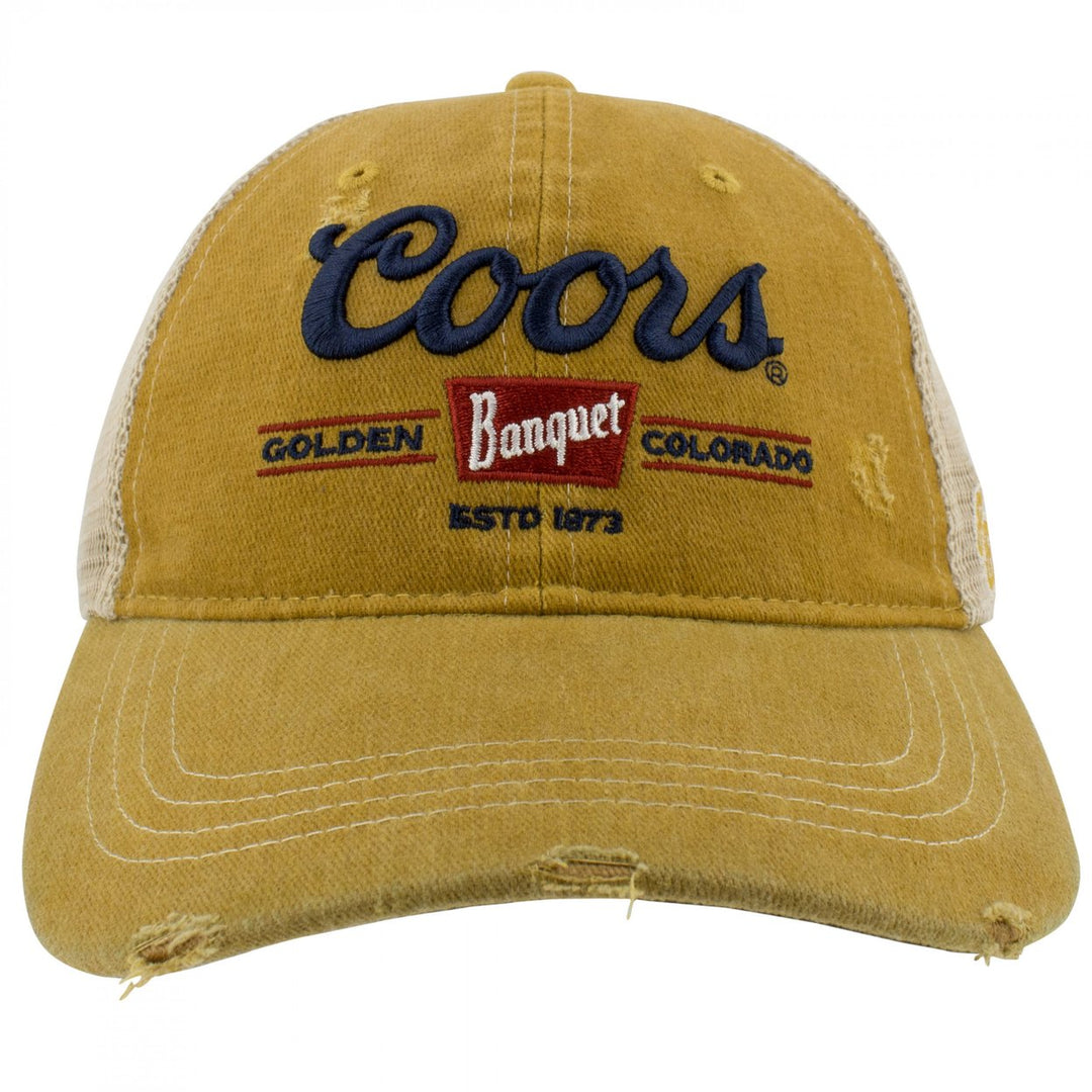 Coors Banquet Logo Patch Distressed Tea-Stained Adjustable Hat Image 2