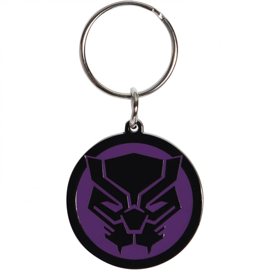 Black Panther Logo Enamel Keychain Image 1