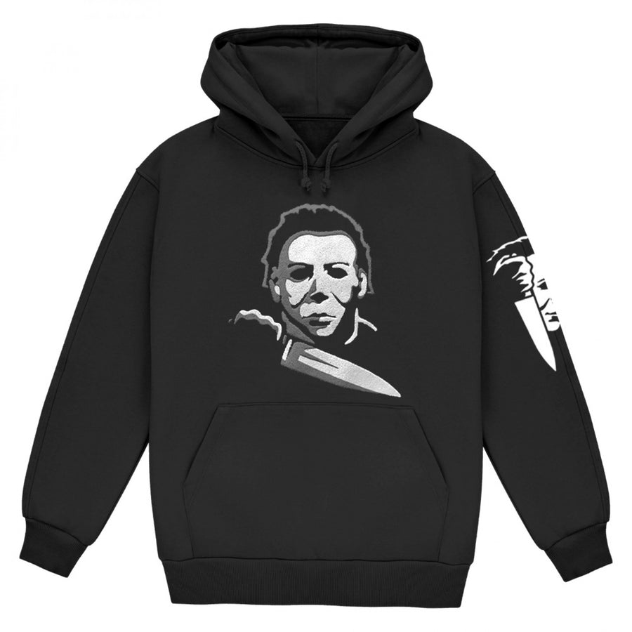 Halloween Michael Meyers Black and White Logo Pullover Hoodie Image 1