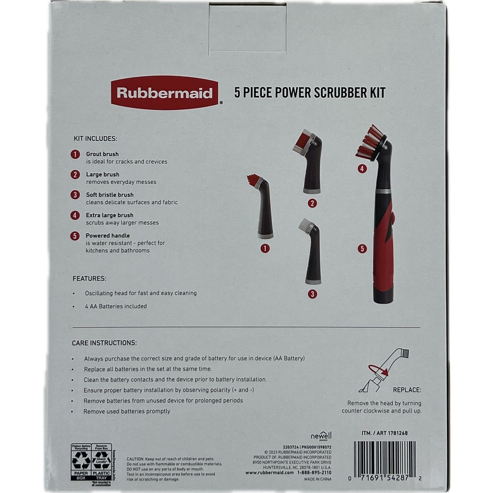 Rubbermaid Power Scrubber Battery Operated 5 Piece Kit Image 2