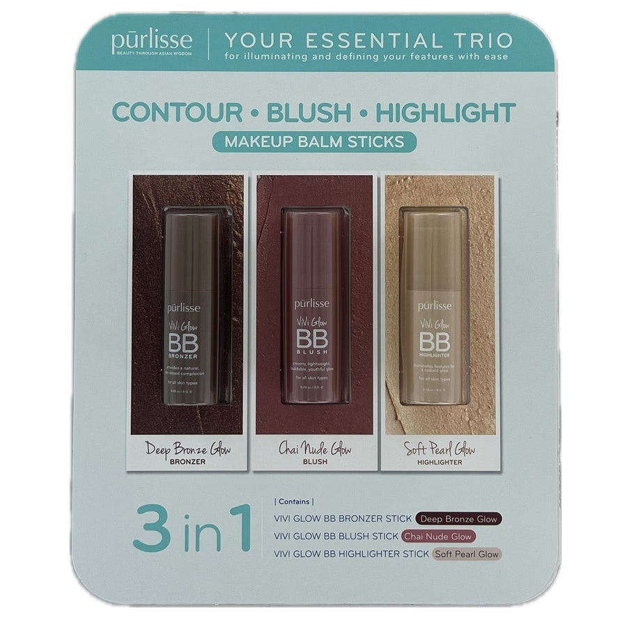 Purlisse Essential Trio Makeup Balm Sticks 0.28 Ounce (Pack of 3) Image 1