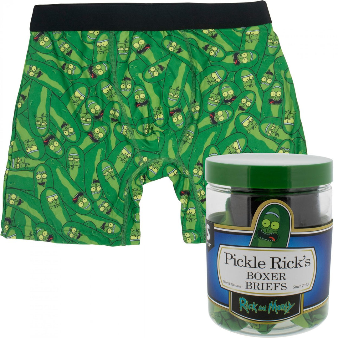 Rick and Morty Pickle Rick Collage Mens Boxer Briefs in Pickle Jar Image 1