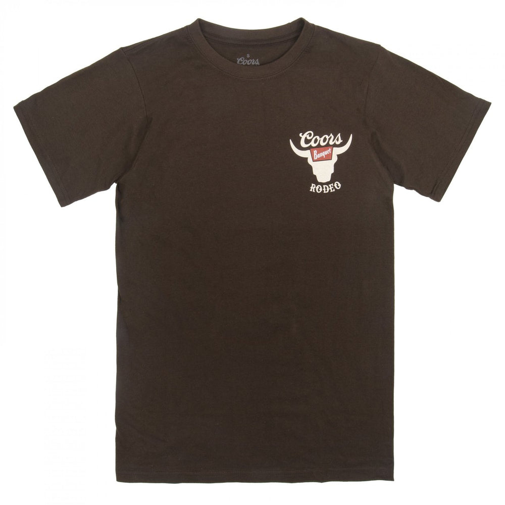 Coors Banquet Rodeo Horns Logo Brown Front and Back Print T-Shirt Image 2