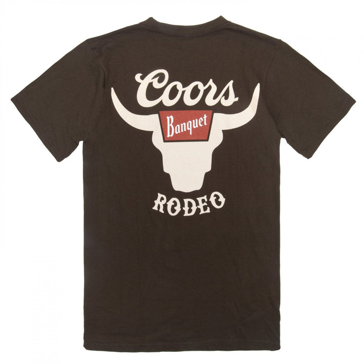 Coors Banquet Rodeo Horns Logo Brown Front and Back Print T-Shirt Image 3