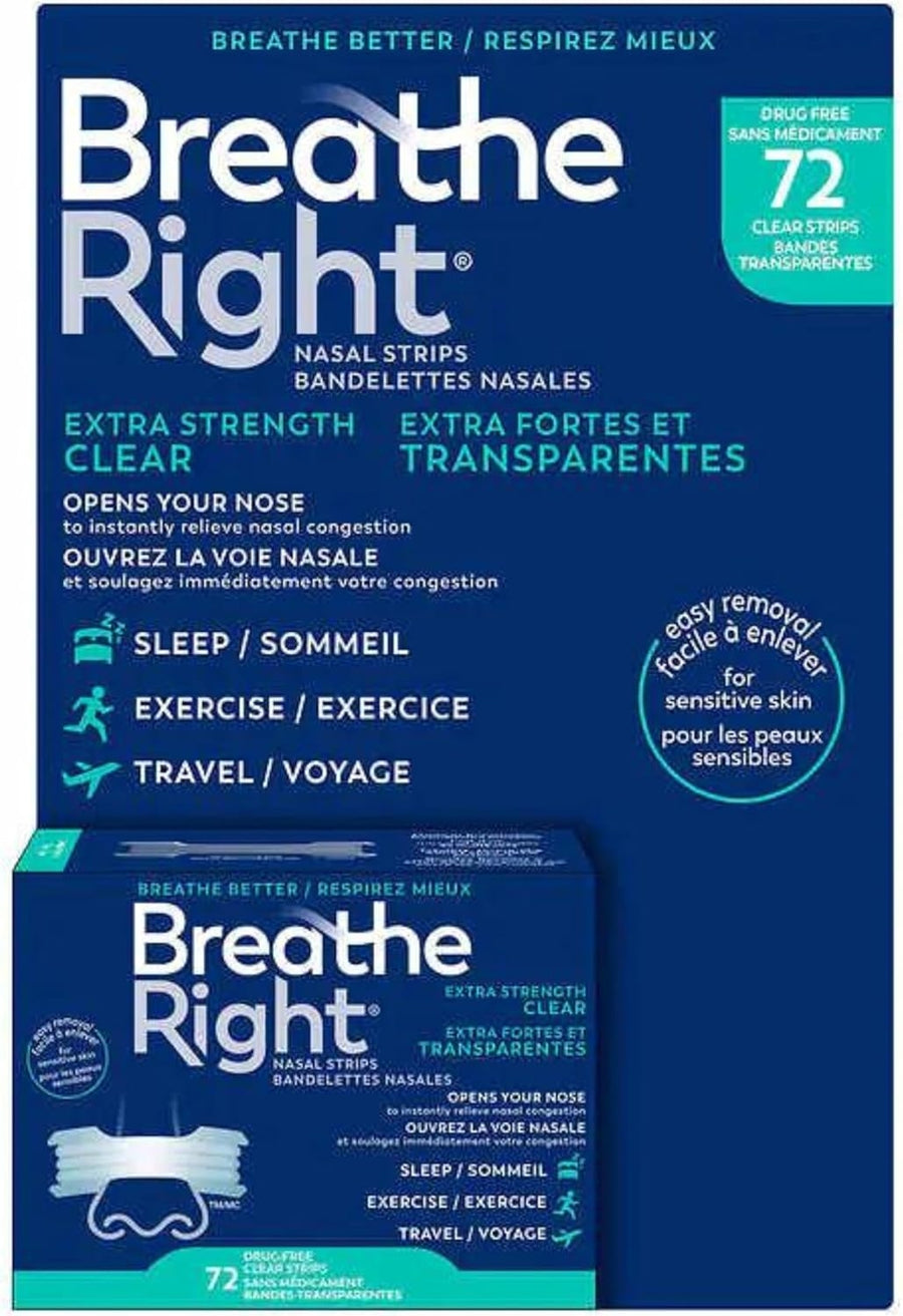 Breathe Right Extra Strength Nasal Strips Clear (72 Count) Image 1