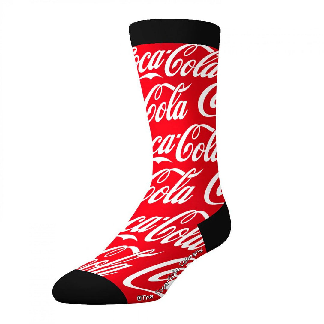 Coca-Cola Adult Crew Socks Logo 3-Pack Crew Socks in Cola Cup Image 2