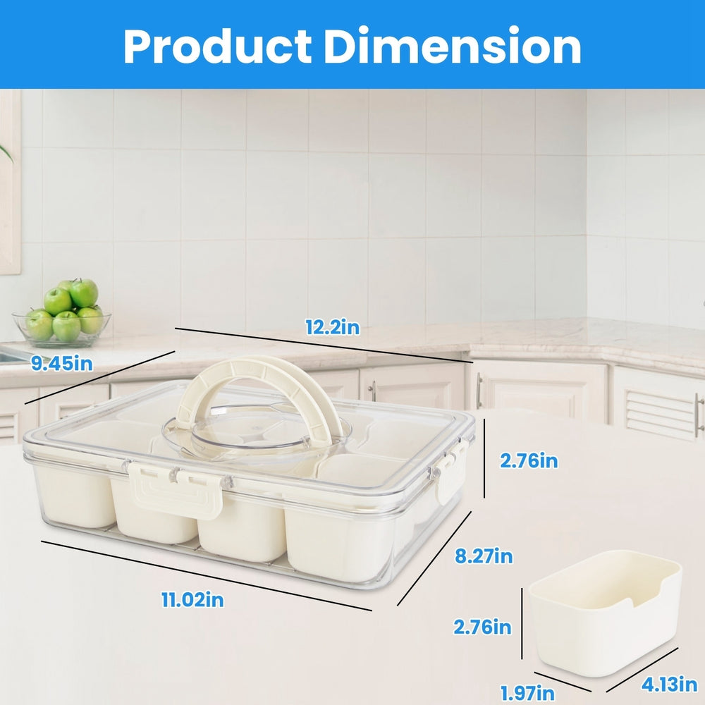 2Pcs Divided Serving Tray 8 Compartments Snack Box Charcuterie Container Clear Snack Platter Organizer Storage Box with Image 2