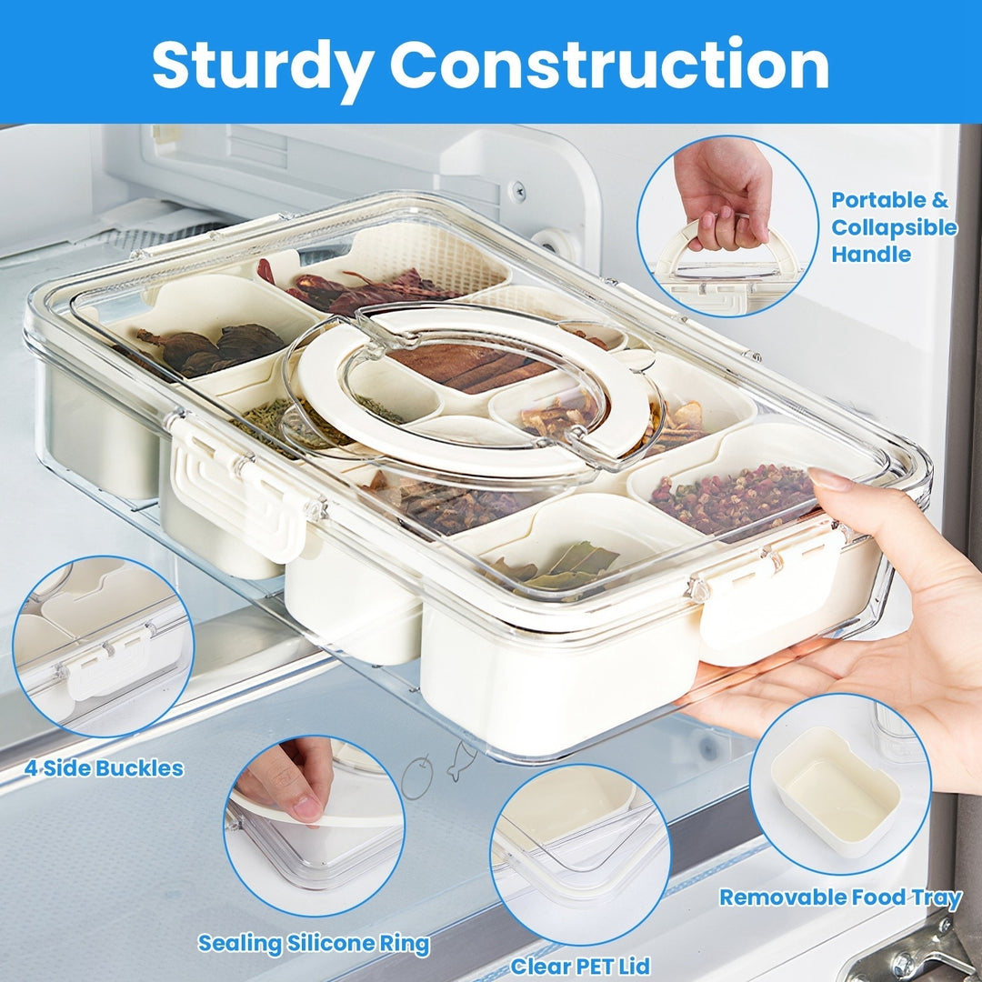 2Pcs Divided Serving Tray 8 Compartments Snack Box Charcuterie Container Clear Snack Platter Organizer Storage Box with Image 3