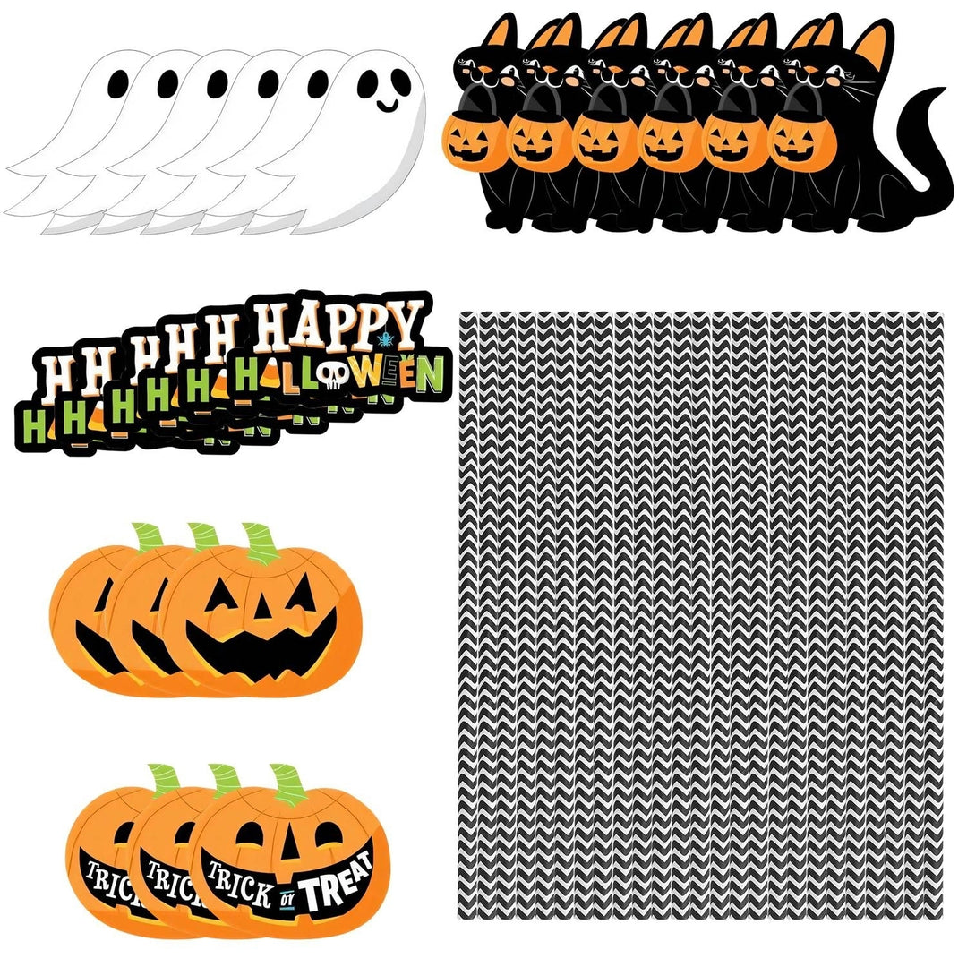 25Pcs Halloween Party Striped Decorative Straws Disposable Drinking Straws Paper Straw Decor Happy Halloween Ghost Image 1