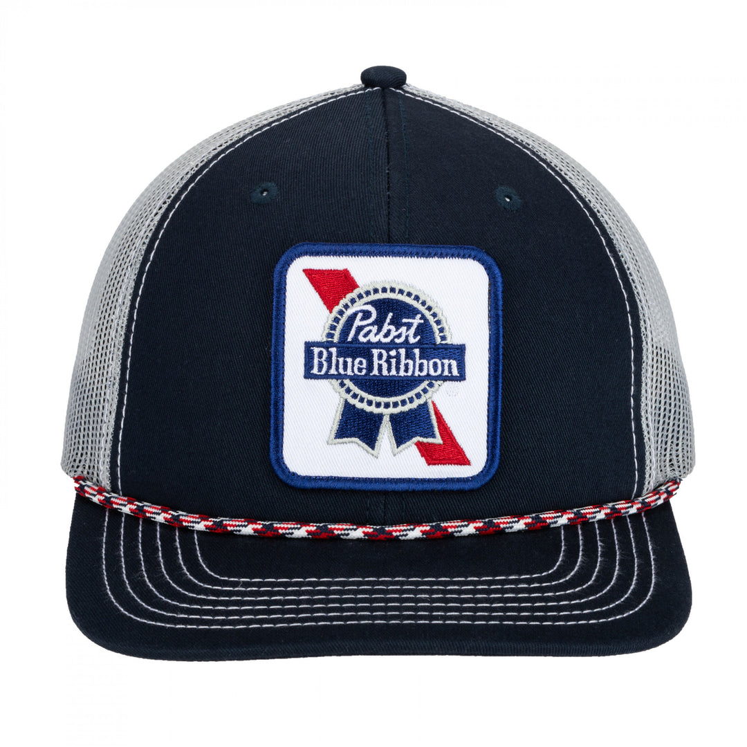 Pabst Blue Ribbon White and Blue Logo Patch Rope Hat Image 2