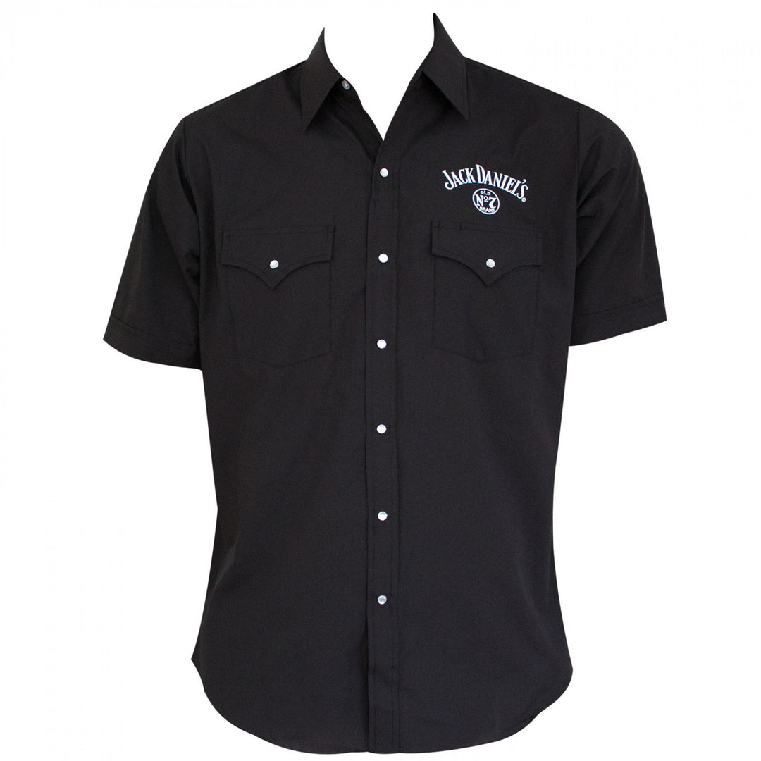 Jack Daniels Mens Black Button Down Shirt Image 1