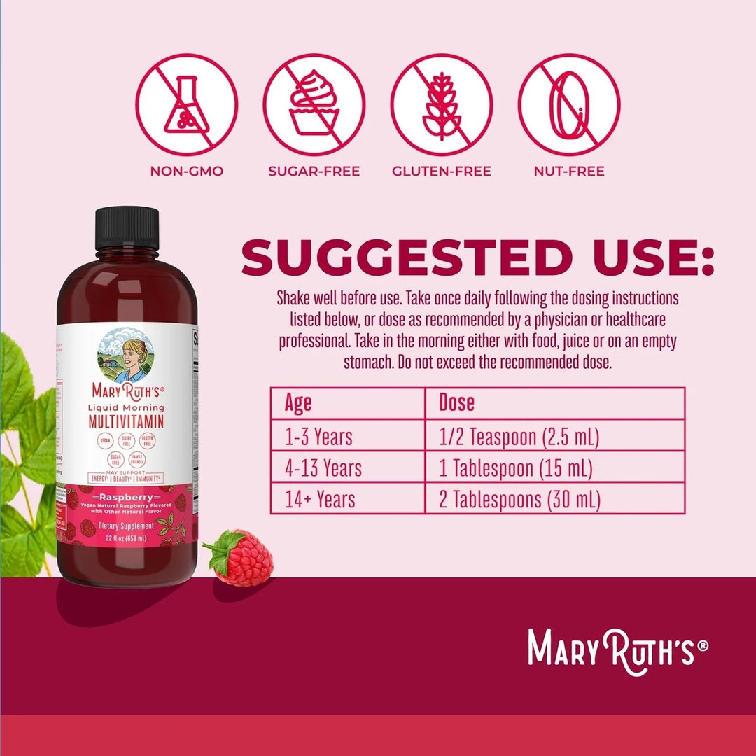 MaryRuths Liquid Morning Multivitamin Raspberry 22 Fluid Ounce (Pack of 2) Image 3