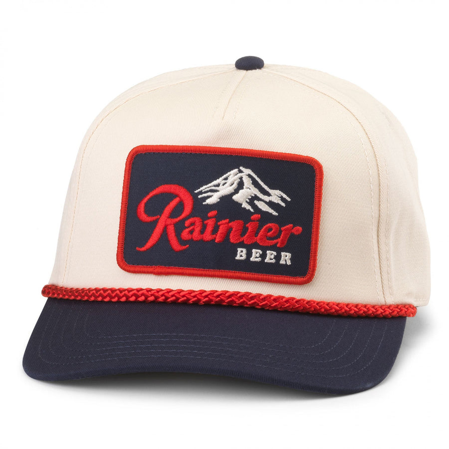 Rainier Beer Patch Adjustable Navy Bill Snapback Hat Image 1