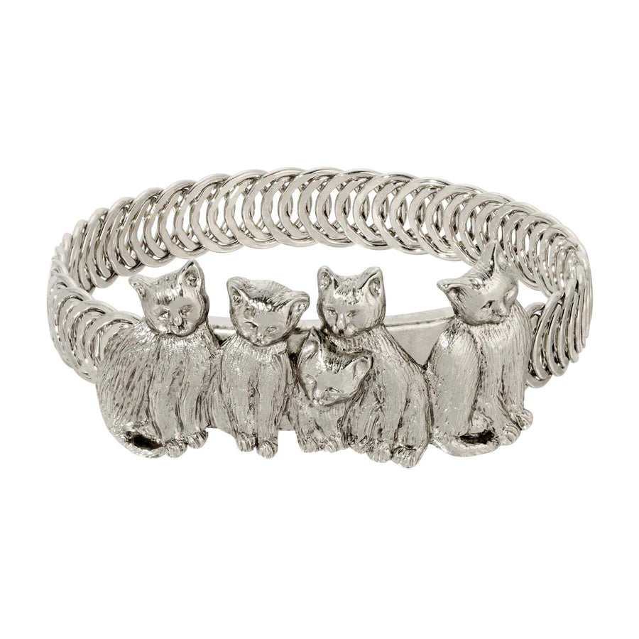 Womens Silver Bracelet Fashion Jewelry Cat Friends Belt Bracelet Image 1