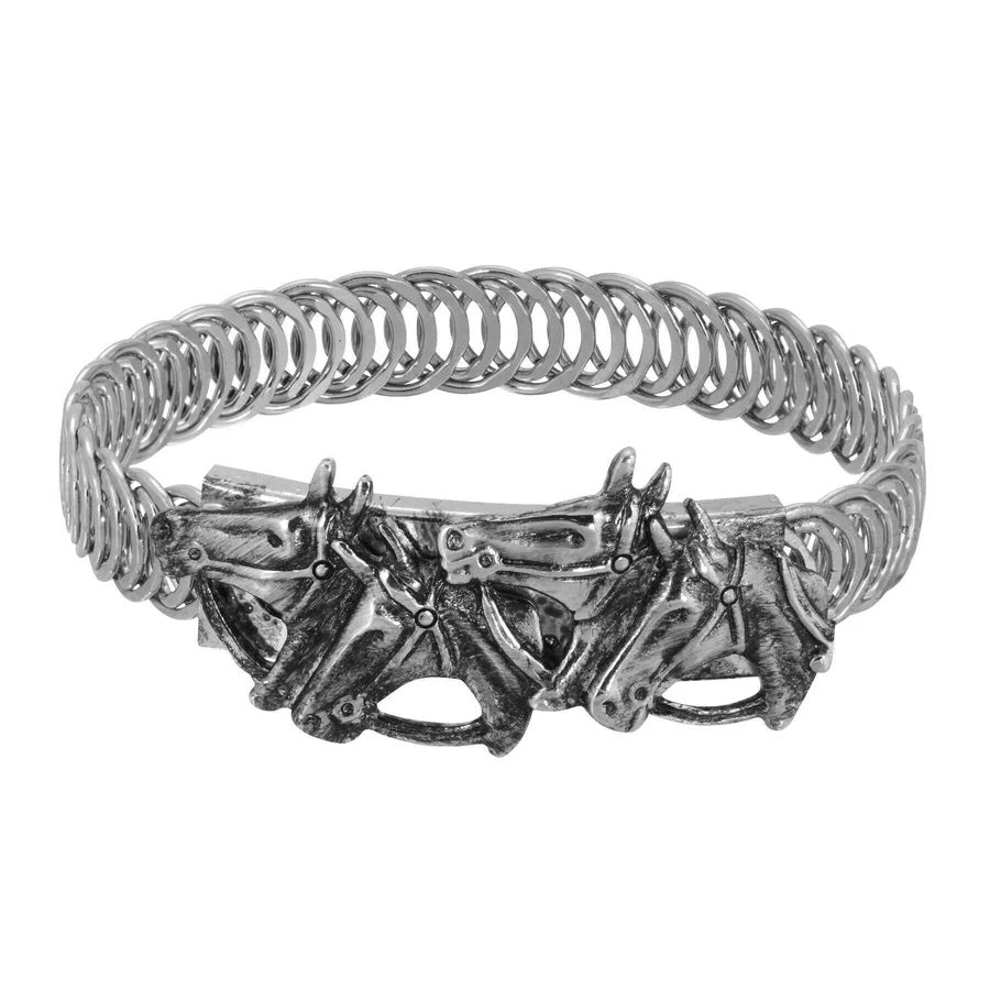 Womens Bracelet Pewter Jewelry Antiqued Horse Herd Buckle Bracelet Image 1