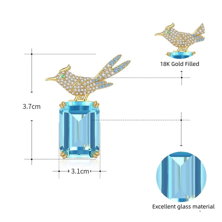 Stunning Bird Brooch,Diamond Cut Aquamarine Brooch,Brooch for Men and Women Image 3