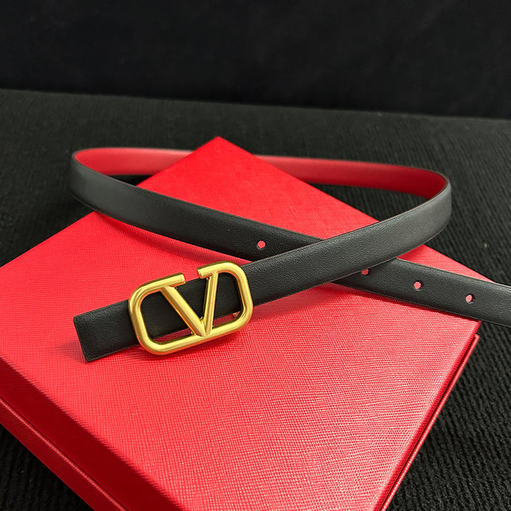 Fashion Women Letter Smooth Buckle Leather Belt Width 2.0cm Image 3