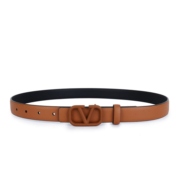 Fashion Women Letter Smooth Buckle Leather Belt Width 2.5cm Image 4