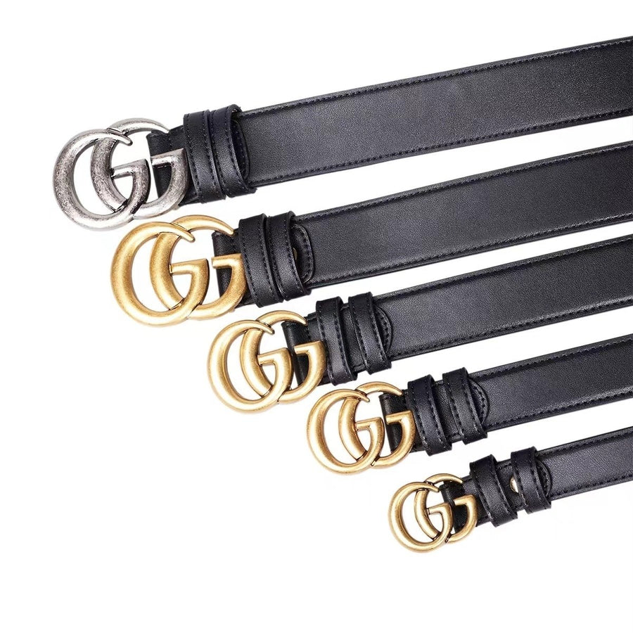 Fashion Women Smooth Letter Buckle Leather Belt Width 2.5-3.8cm Image 1