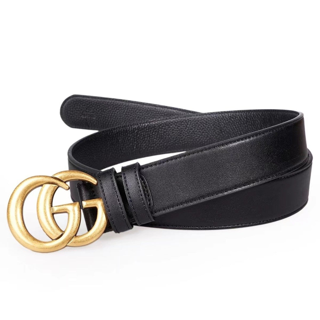 Fashion Women Smooth Letter Buckle Leather Belt Width 2.5-3.8cm Image 3