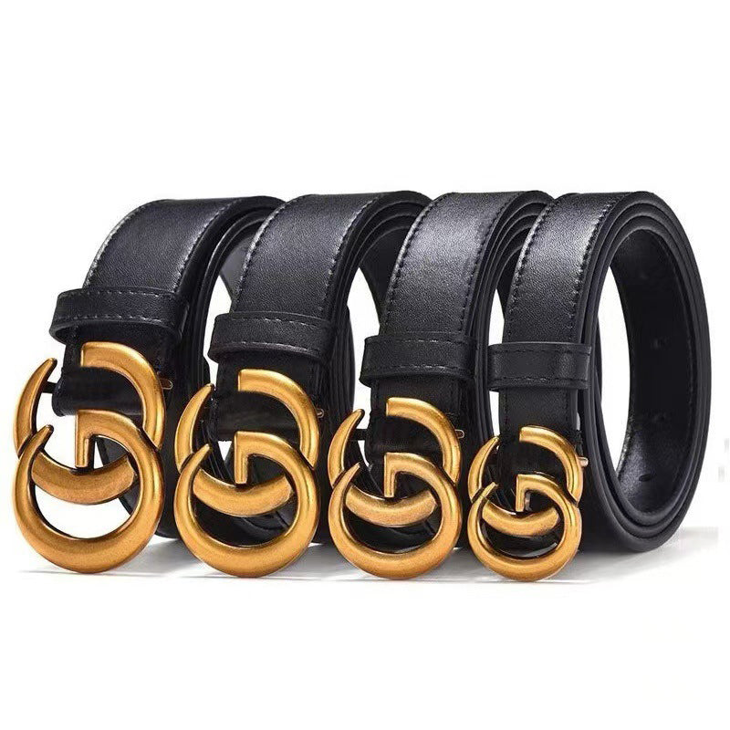 Fashion Women Smooth Letter Buckle Leather Belt Width 2.0-3.8cm Image 1