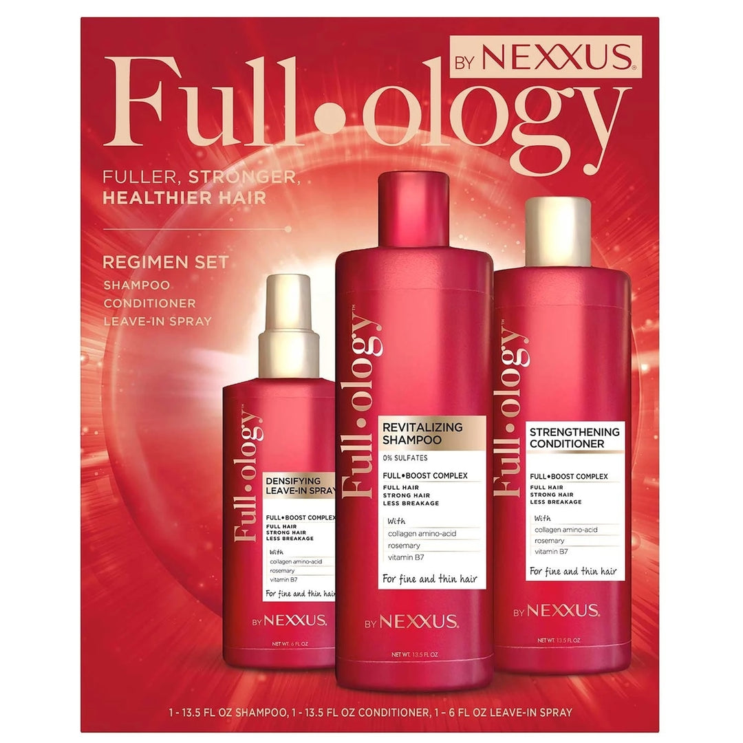 Nexxus Fullology Hair 3 Piece Regimen Set: Shampoo Conditioner Leave-In Spray Image 1