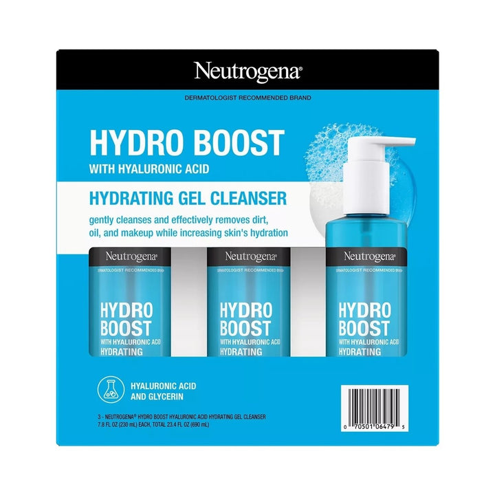 Neutrogena Hydro Boost Hydrating Gel Cleanser 7.8 Fluid Ounce (Pack of 3) Image 1