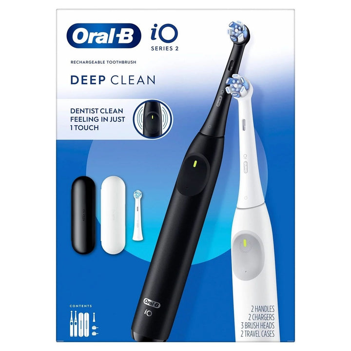 Oral-B iO Series 2 Electric Toothbrush Pure White and Night Black 2 Ct 3 Heads Image 2