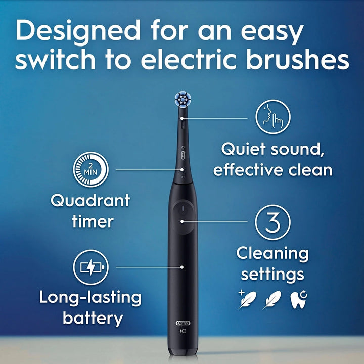 Oral-B iO Series 2 Electric Toothbrush Pure White and Night Black 2 Ct 3 Heads Image 3