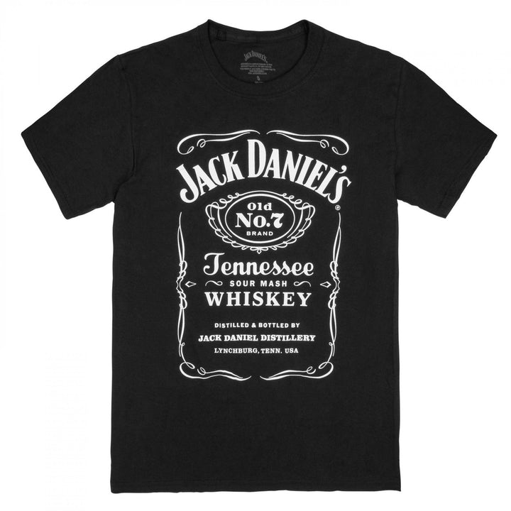 Jack Daniels Old No. 7 Label Mens Black T-Shirt Image 1