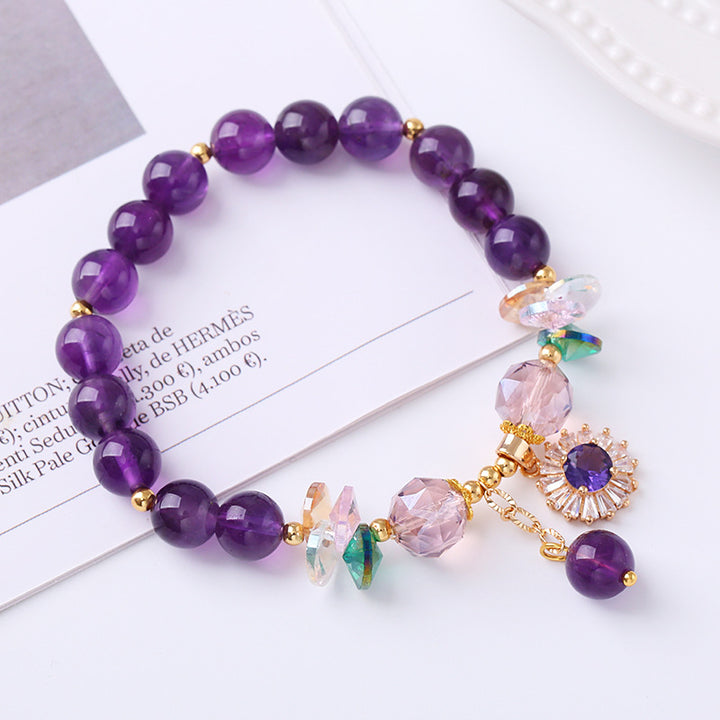 Natural Amethyst Bracelet with Charm Healing Friendship Bracelet, Image 3